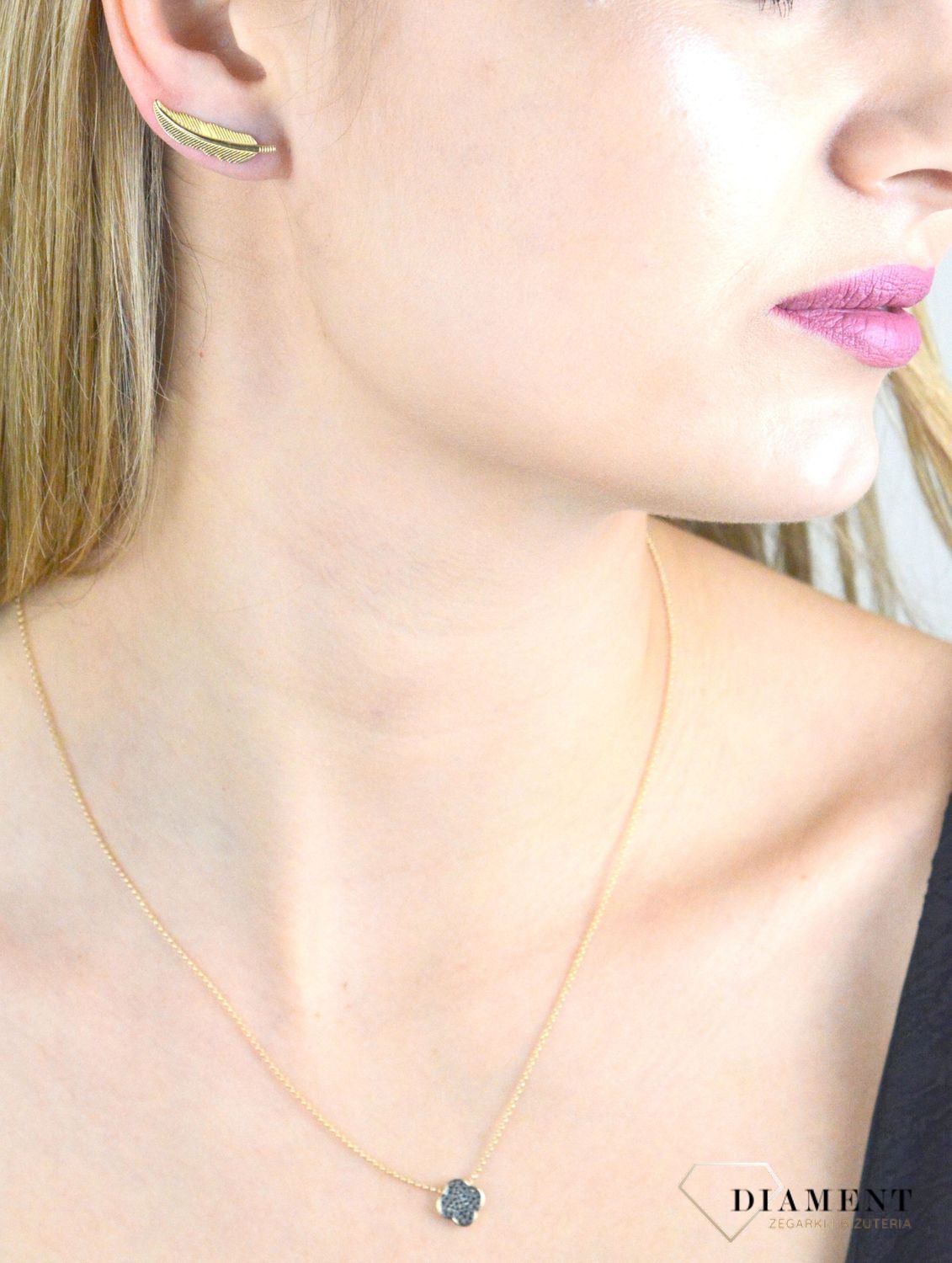 Złote kolczyki 375 piórka na sztyft KL 4073 375.jpg